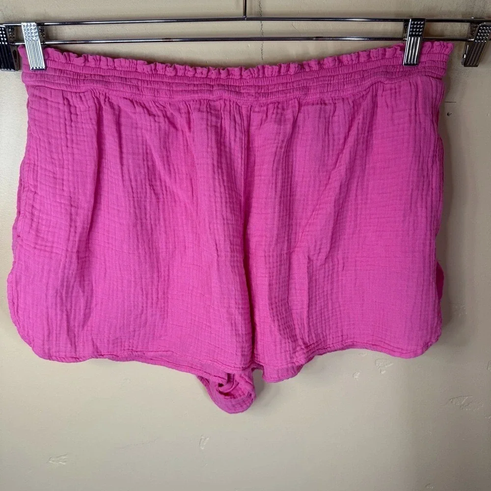 Aerie XL Fuchsia Pink‎ Gauzy Pull On Comfy Shorts Travel Activewear Outdoor